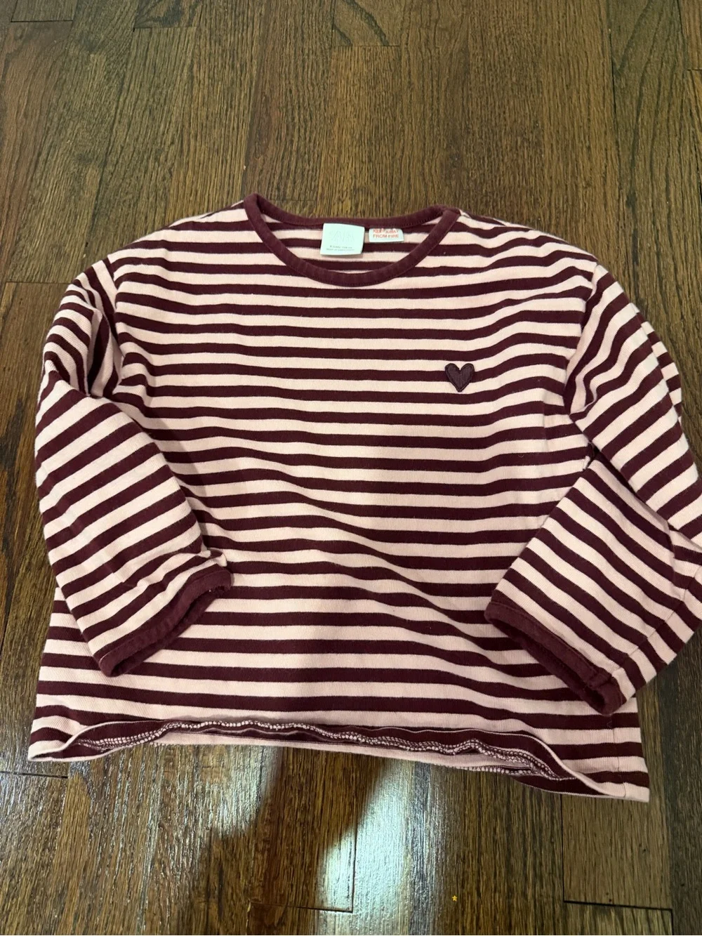 Zara Kids' Striped Long-Sleeve Top - Burgundy & pink